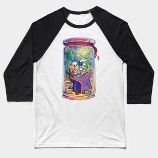 Skeleton Reading Baseball T-Shirt